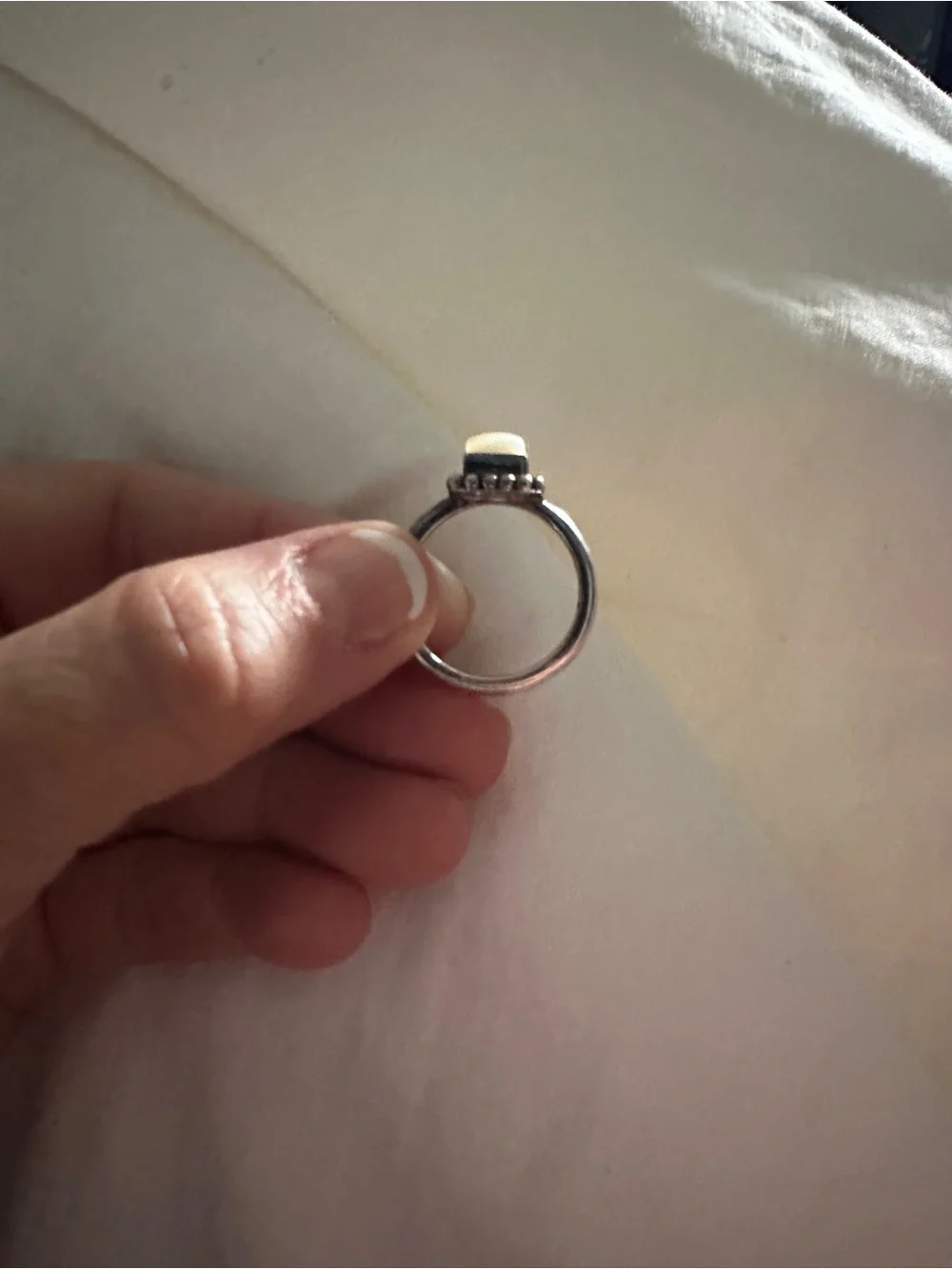 Silpada Sterling Silver Ring with Square White Mother of Pearl Size 7